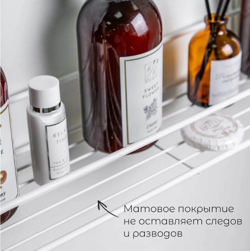 ProfFero П0002022 полка для ванной прямая, одноярусная, белый муар, нержавеющая сталь, 1 шт