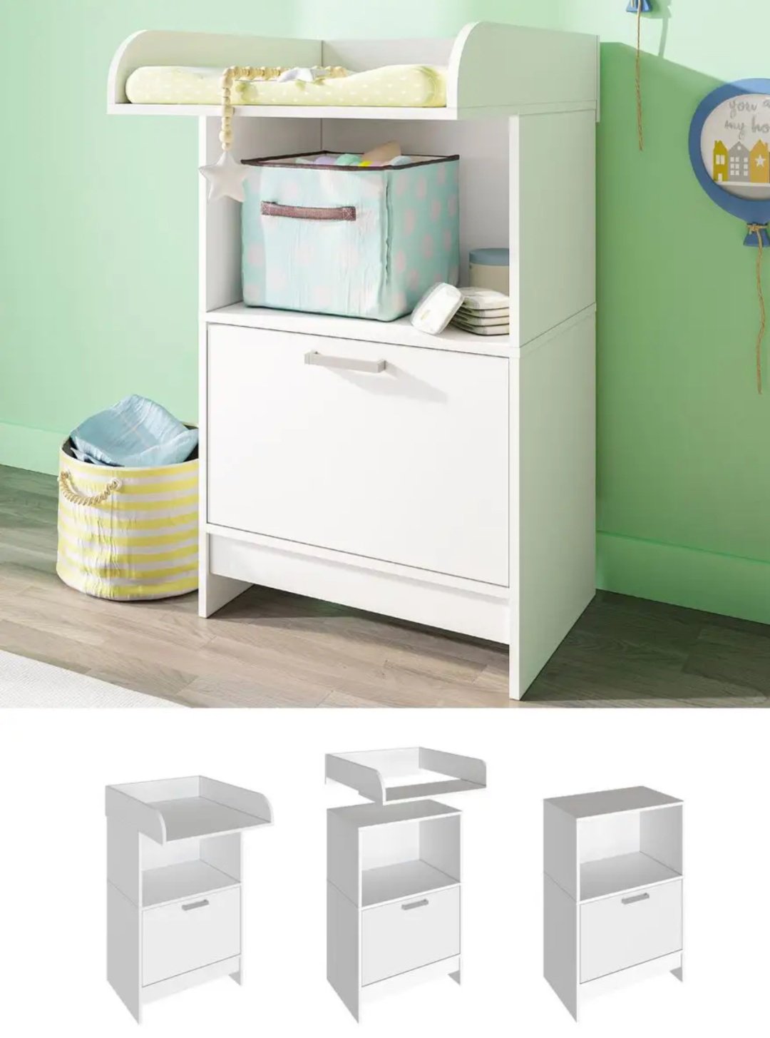 Детский пеленальный комод Комод пеленальный Лилу-2, для вещей и игрушек, 60.2x65.8x103 см, белый