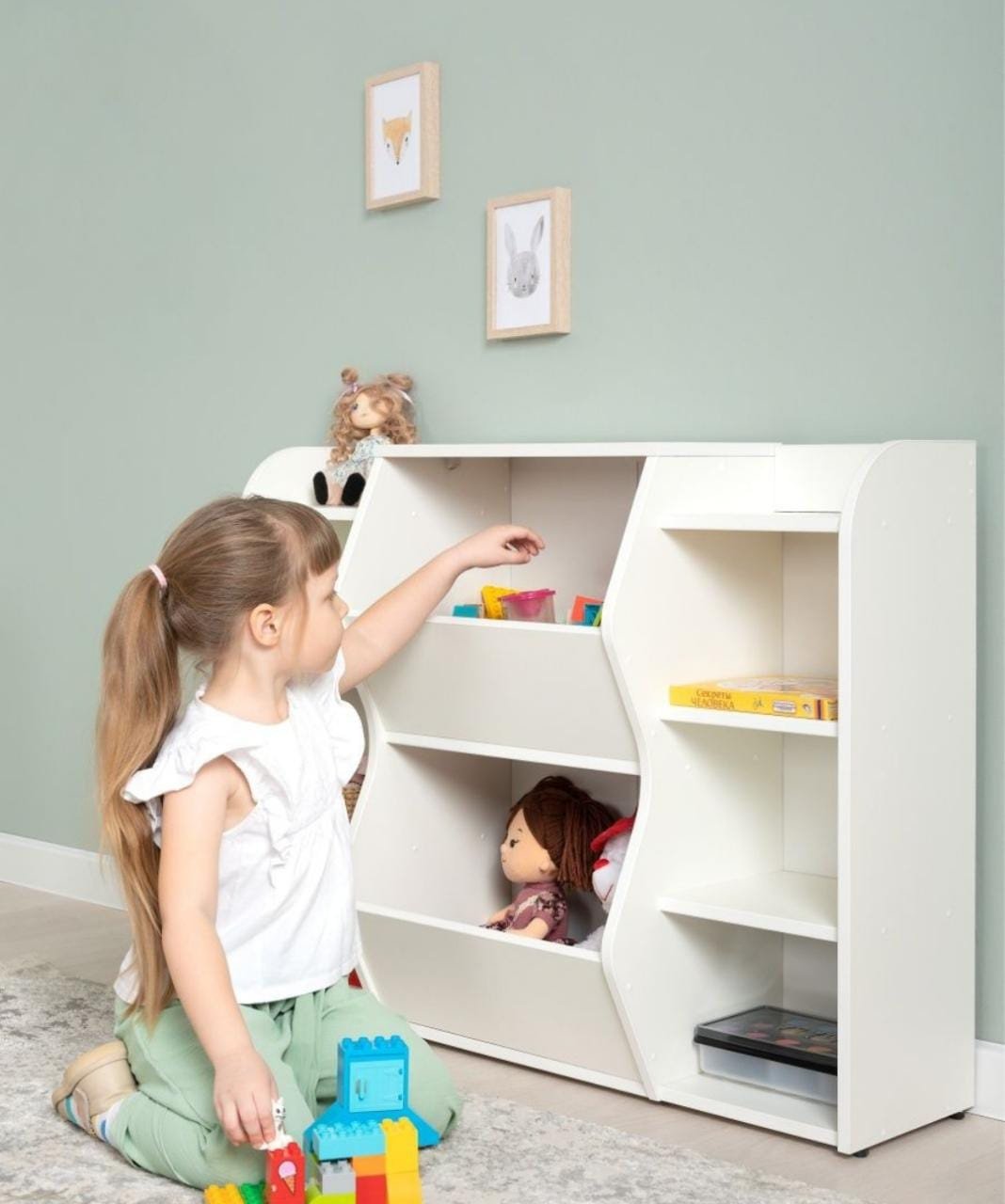Детский стеллаж, 104x32x76 см, белый