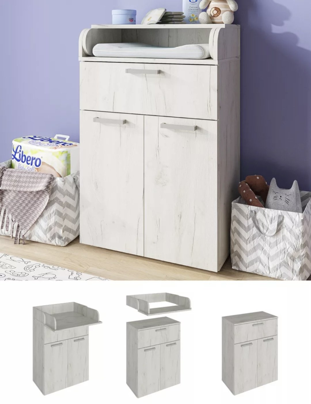 Детский пеленальный комод Фиеста, 60x35x94 см, слоновая кость