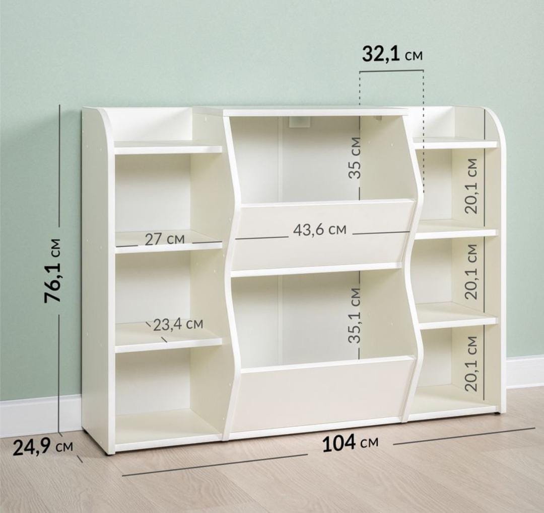 Детский стеллаж, 104x32x76 см, белый