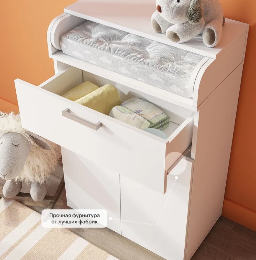 Детский пеленальный комод Фиеста, 60x35x94 см, белый