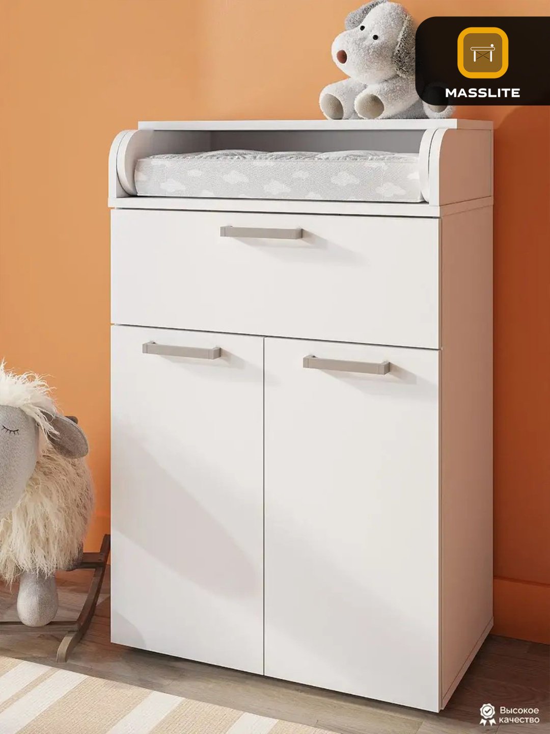 Детский пеленальный комод MassLite К-120033, 60x35x94 см, белый