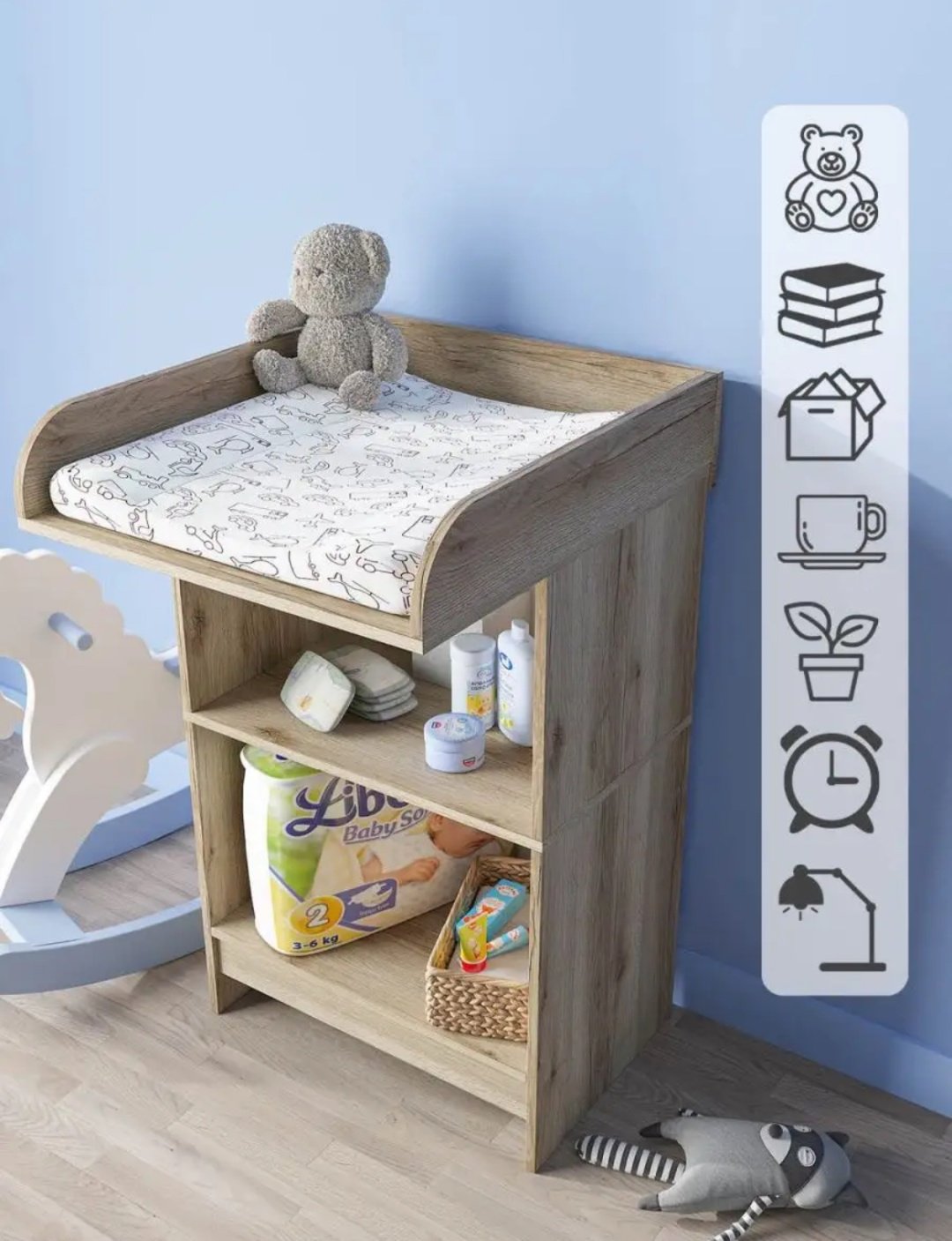 Детский пеленальный комод Лилу, 61x66x103 см, светло-коричневый