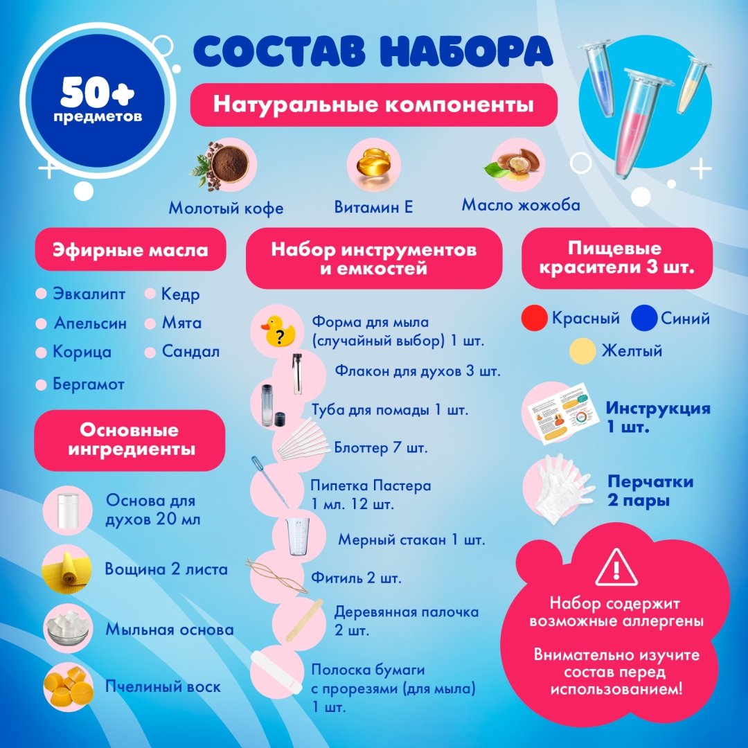 Опыты с полимерами, опыты с реактивами, опыты с ароматами WOW! HOW Большая лаборатория ароматов купить,NaN