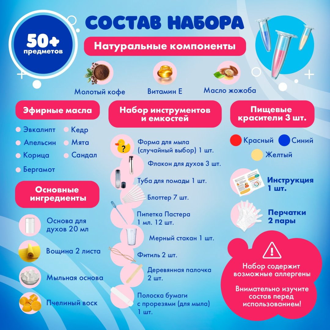 Опыты с полимерами, опыты с реактивами, опыты с ароматами WOW! HOW Большая лаборатория ароматов купить,NaN