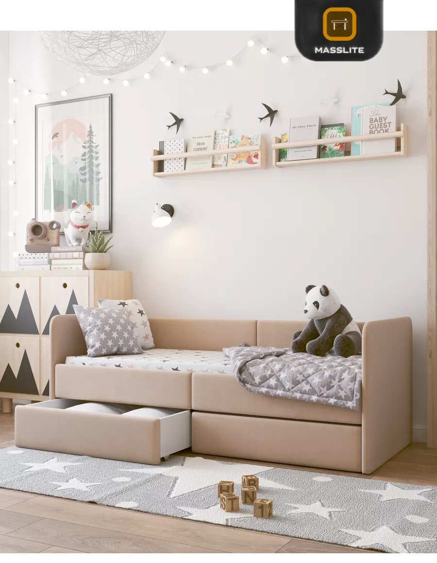 Детская кровать MassLite СМ-100455, 70x160 см, бежевый, коричневый