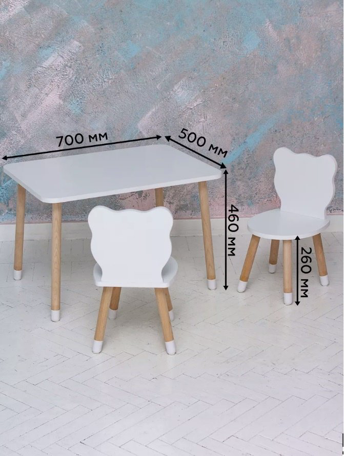 RuLes детский комплект (стол и стул), 70x50x46 см, белый купить,NaN
