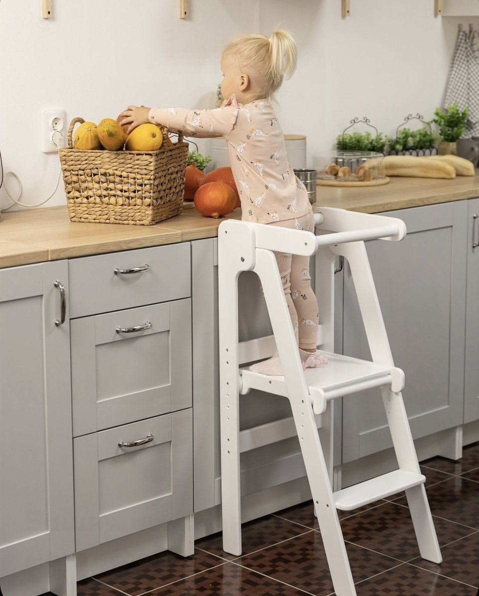 Растущий стульчик Башня Монтессори, фанера, 41x58x92 см, белый