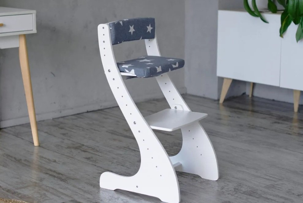 Растущий стульчик Klikkin 99, фанера, 40.5x45x80, с подушками белый