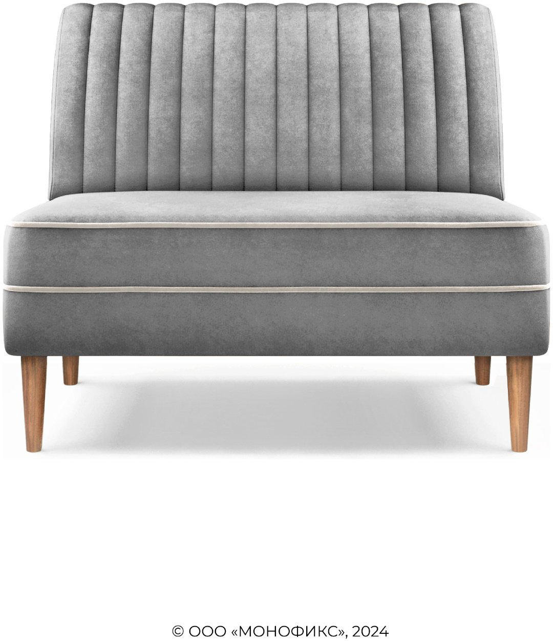 Мини-диван MONOFIX АММА, 100х61 см, обивка велюр, светло серый купить,NaN