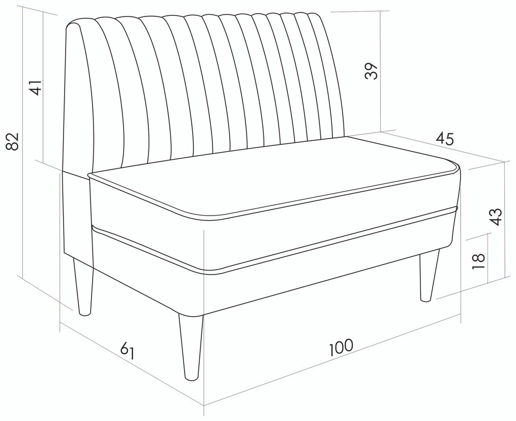 Мини-диван MONOFIX АММА, 100х61 см, обивка велюр, светло серый купить,NaN