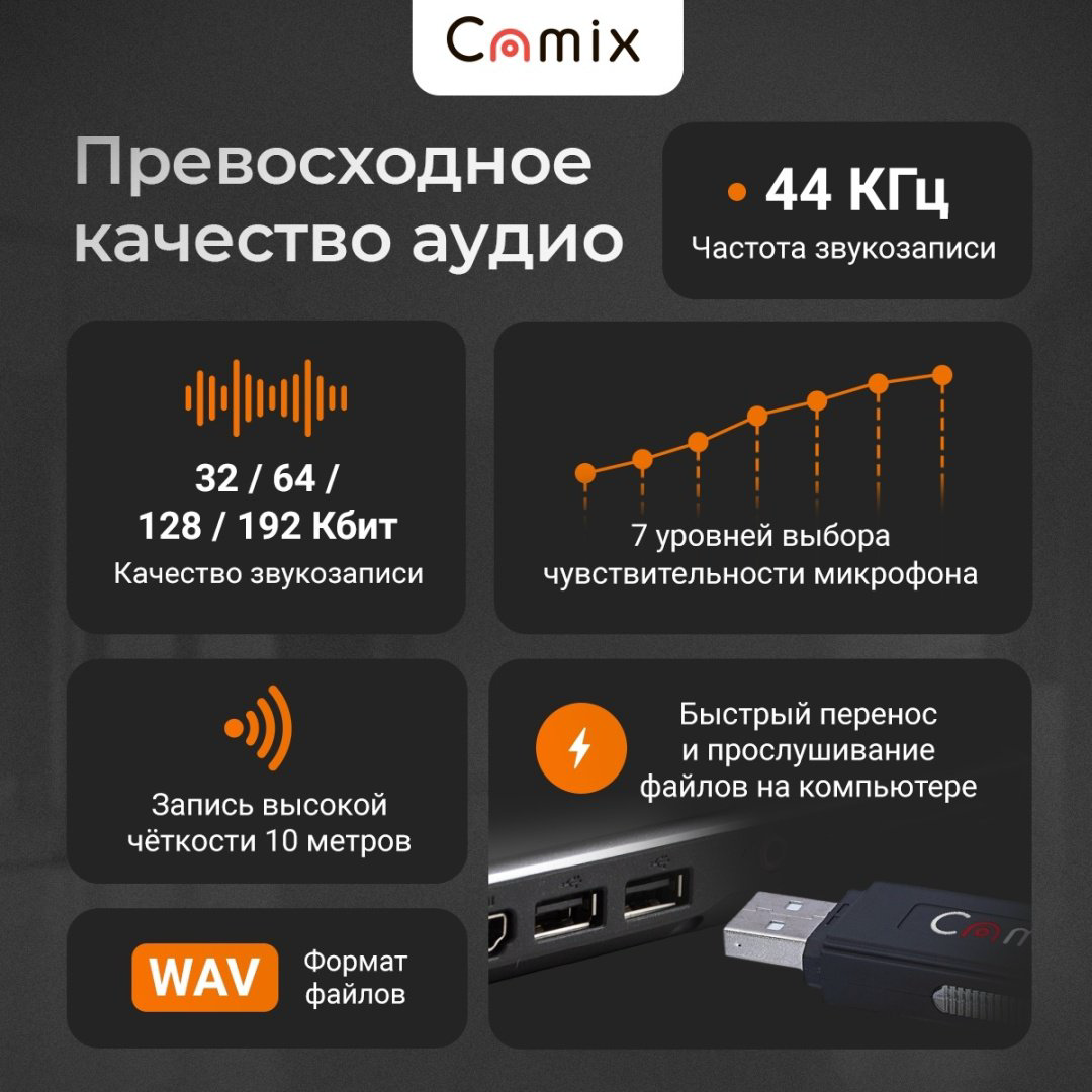 Диктофон Camix VR105 черный купить,25000