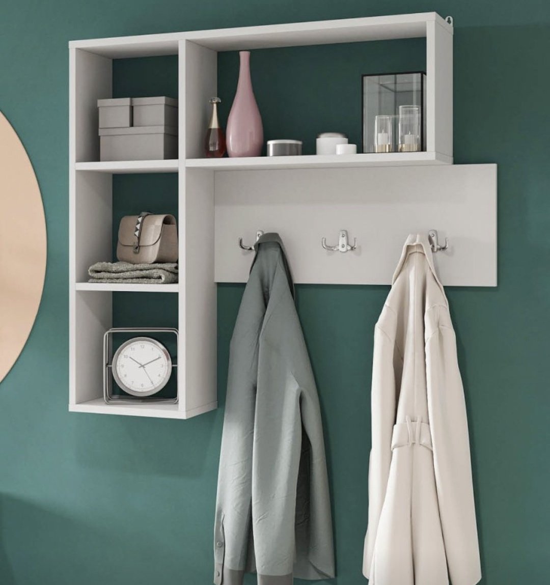 Вешалка настенная Ricco 113004313, ЛДСП, 84x78 см, белый купить,NaN