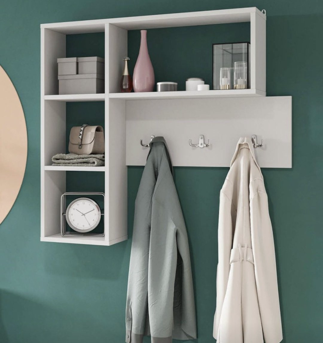 Вешалка настенная Ricco 113004313, ЛДСП, 84x78 см, белый купить,NaN