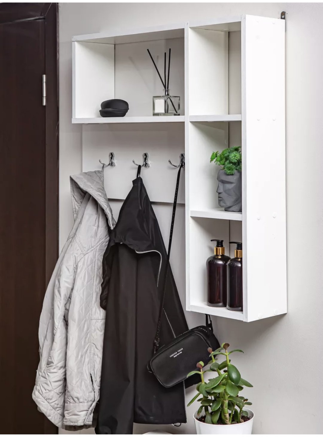 Вешалка настенная Letta 161308569, ЛДСП, 85x78 см, белый купить,NaN