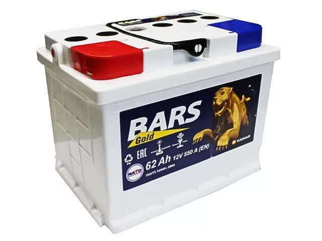 Аккумулятор Bars Gold 6СТ-62 62Аh прямая полярность слева+