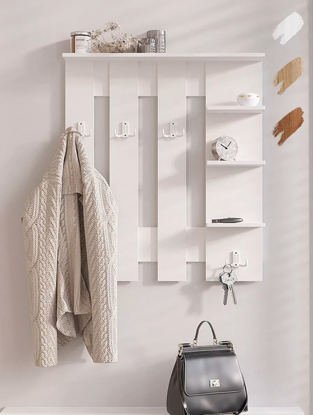 Вешалка настенная 30268504_Hall54, ЛДСП, 59x67 см, белый купить,NaN