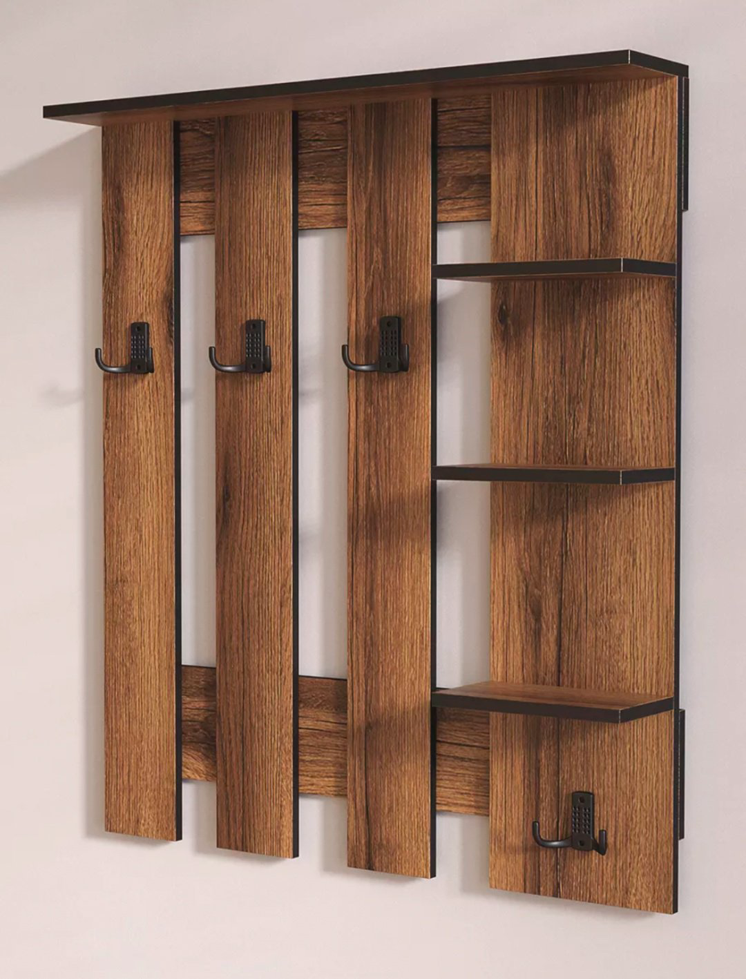 Вешалка настенная Hall 56, ЛДСП, 59x67 см, коричневый купить,NaN