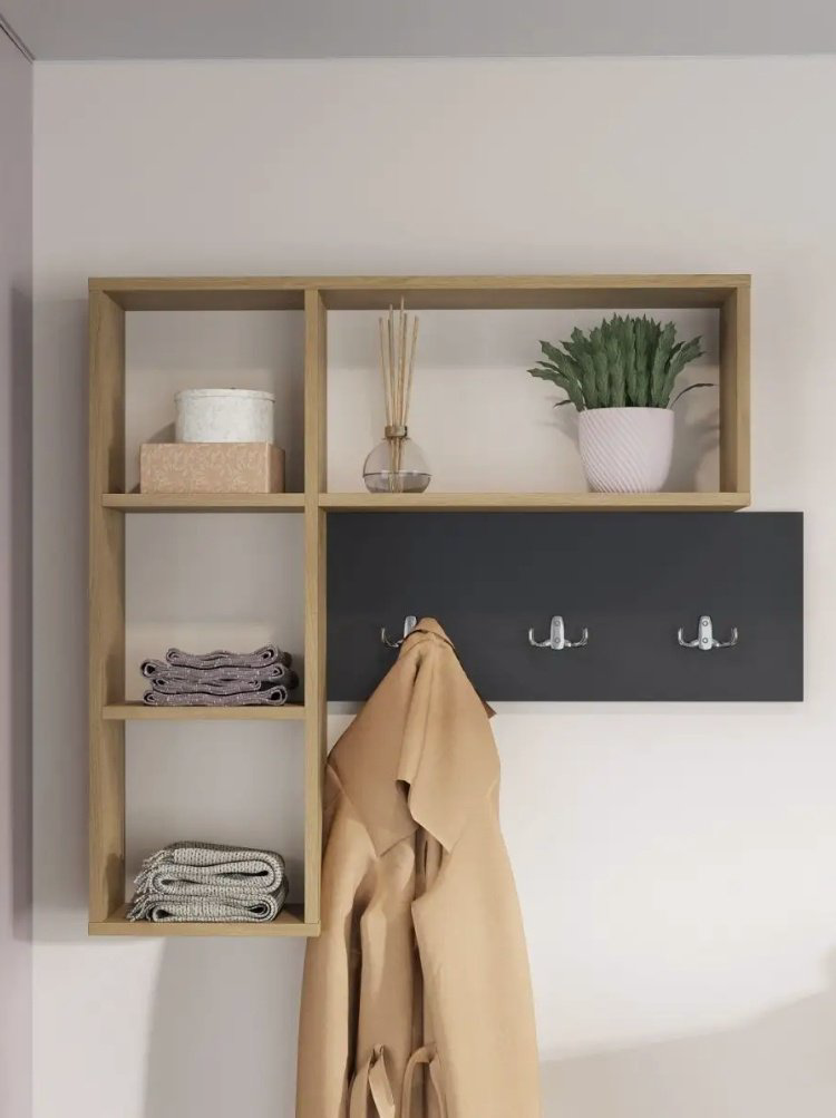 Вешалка настенная 882339562, ЛДСП, 84x78 см, графит, золотой купить,NaN
