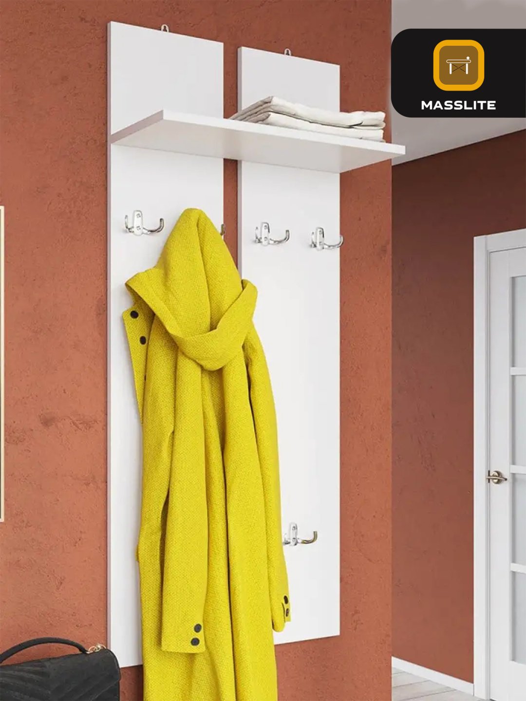 Вешалка настенная MassLite DD-000645, ЛДСП, 50x110 см, белый купить,NaN