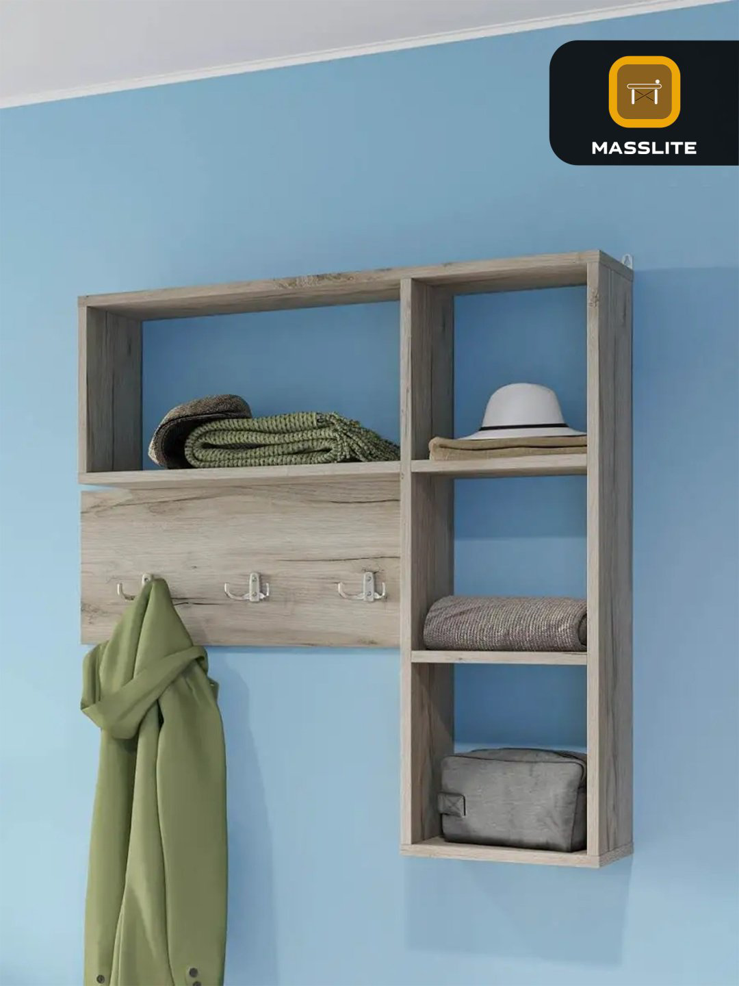 Вешалка настенная MassLite DD-000649, ЛДСП, 84x78 см, светло серый купить,NaN