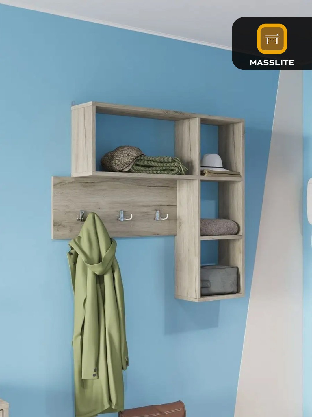 Вешалка настенная MassLite DD-000649, ЛДСП, 84x78 см, светло серый купить,NaN
