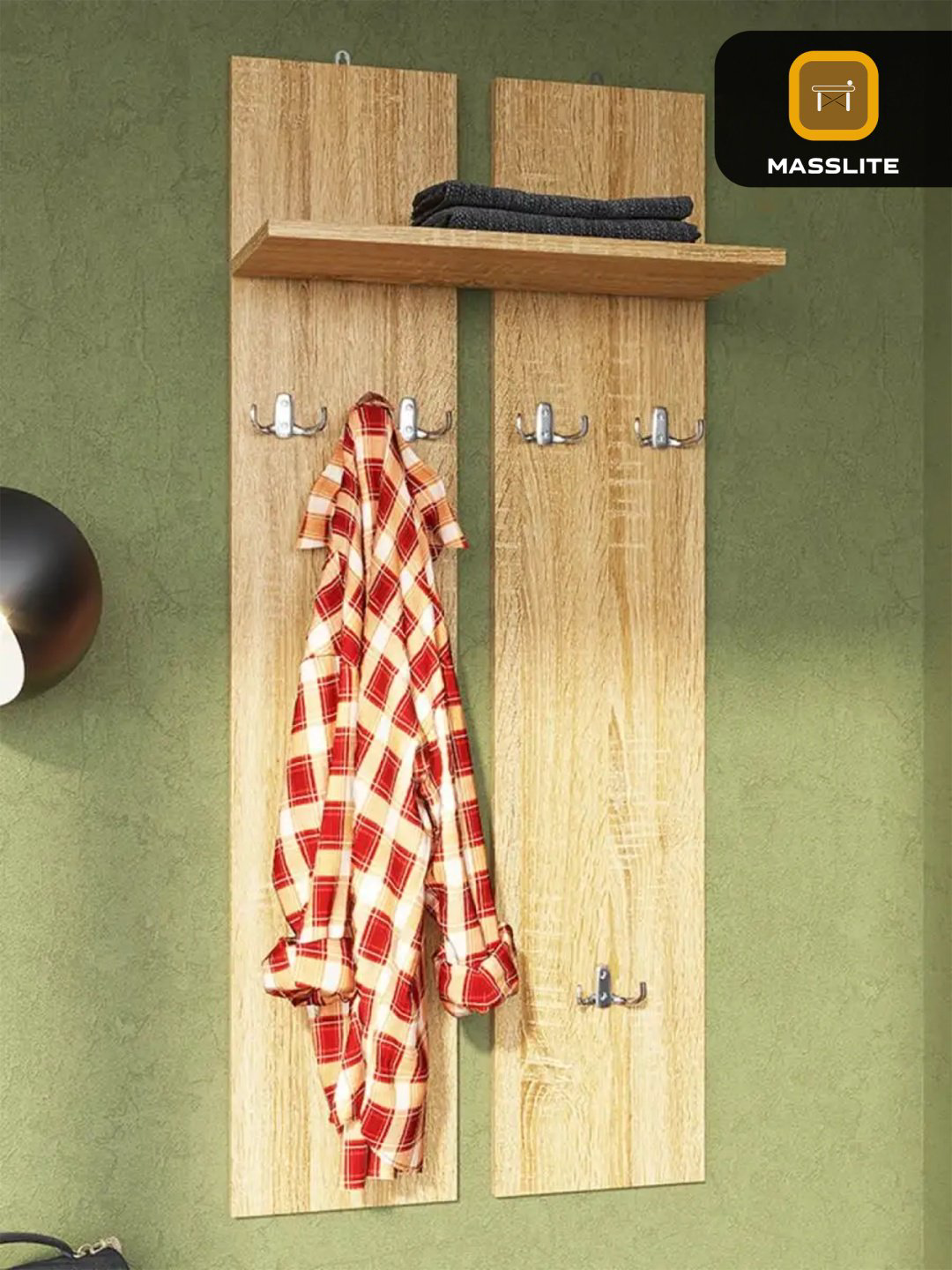 Вешалка настенная MassLite DD-000763, ЛДСП, 50x110 см, светло-коричневый купить,NaN