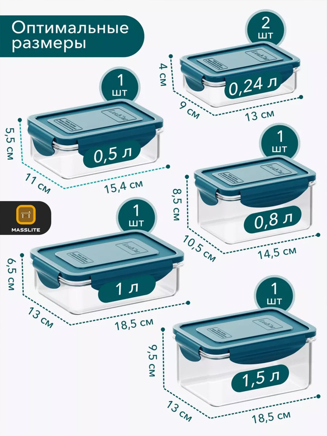 MassLite набор контейнеров DD-000295, пластик купить,NaN