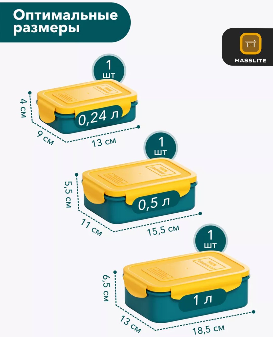 MassLite набор контейнеров DD-000318, пластик купить,NaN