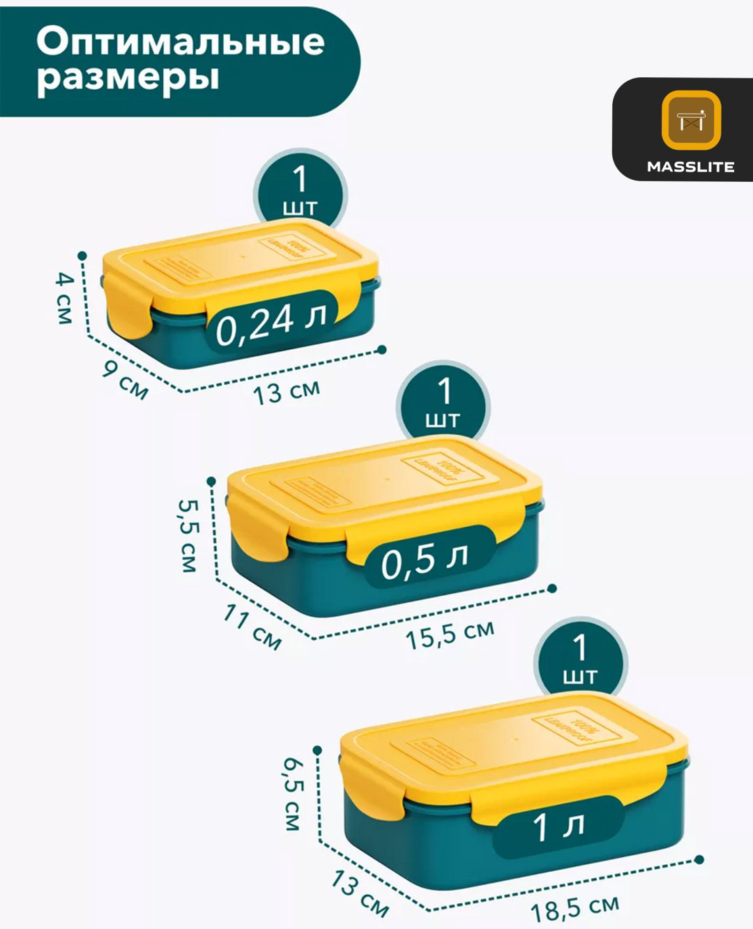 MassLite набор контейнеров DD-000318, пластик купить,NaN