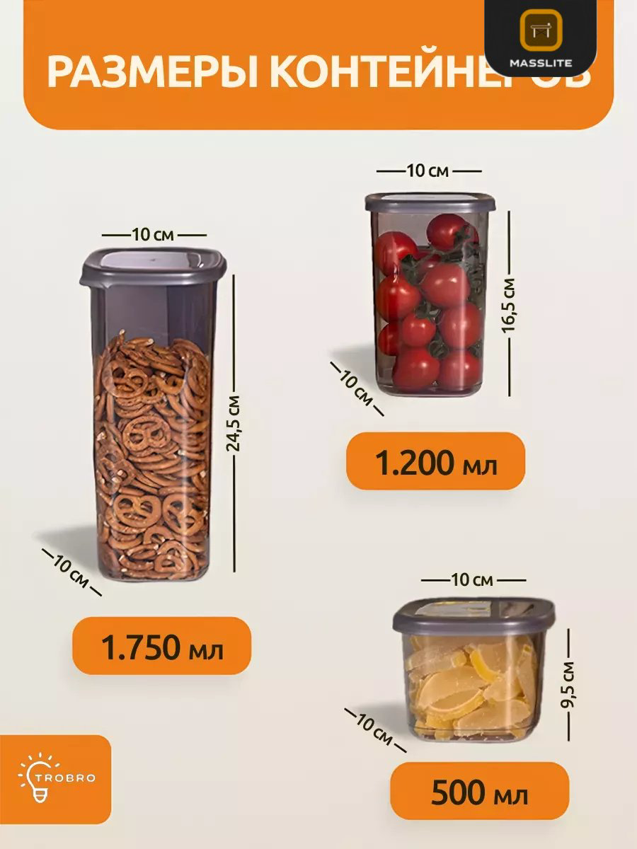 MassLite набор контейнеров МС-100031, пластик купить,NaN