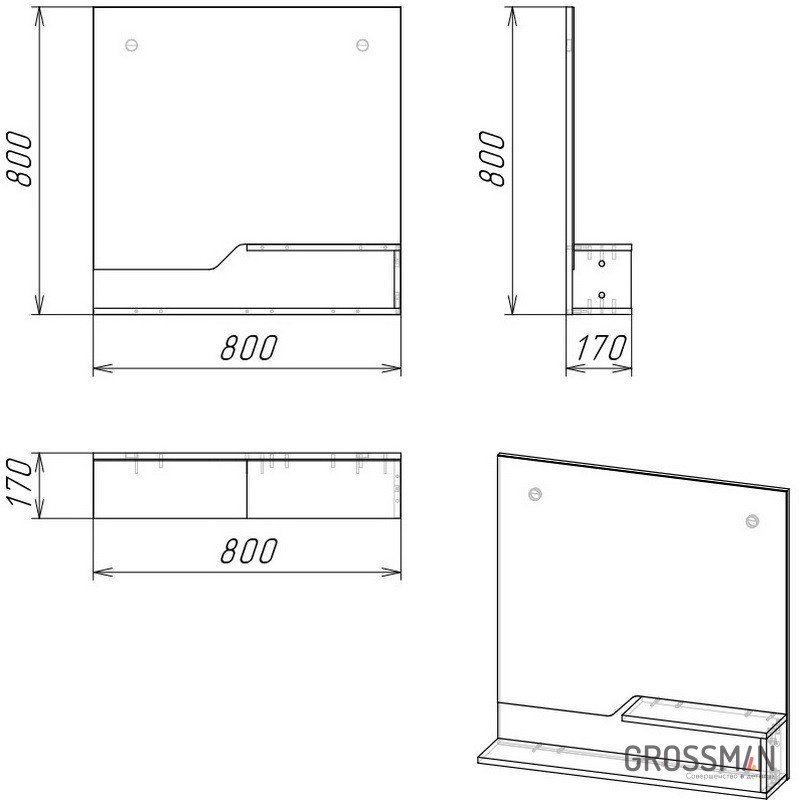 Зеркало настенное Grossman 80x80см купить,80300