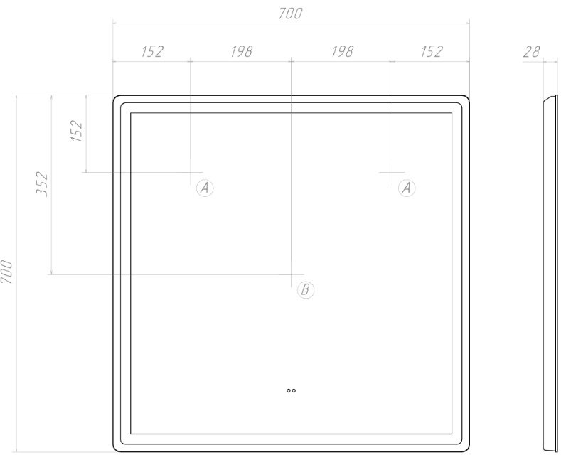 Зеркало настенное Vigo Geometry Comfort 70x70см купить,91668