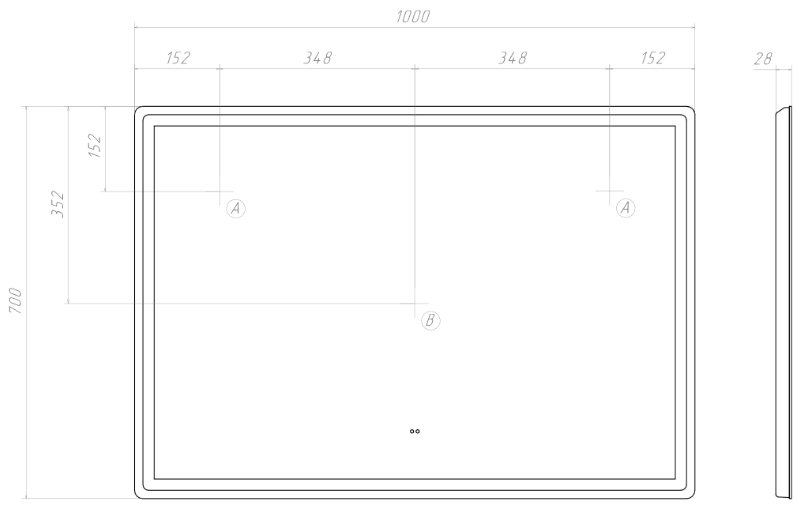 Зеркало настенное Vigo Geometry Comfort 100x70см