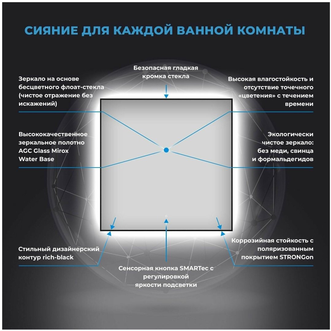 Зеркало настенное Wellsee 7 Rays' Spectrum 172200410 60x60см купить,NaN