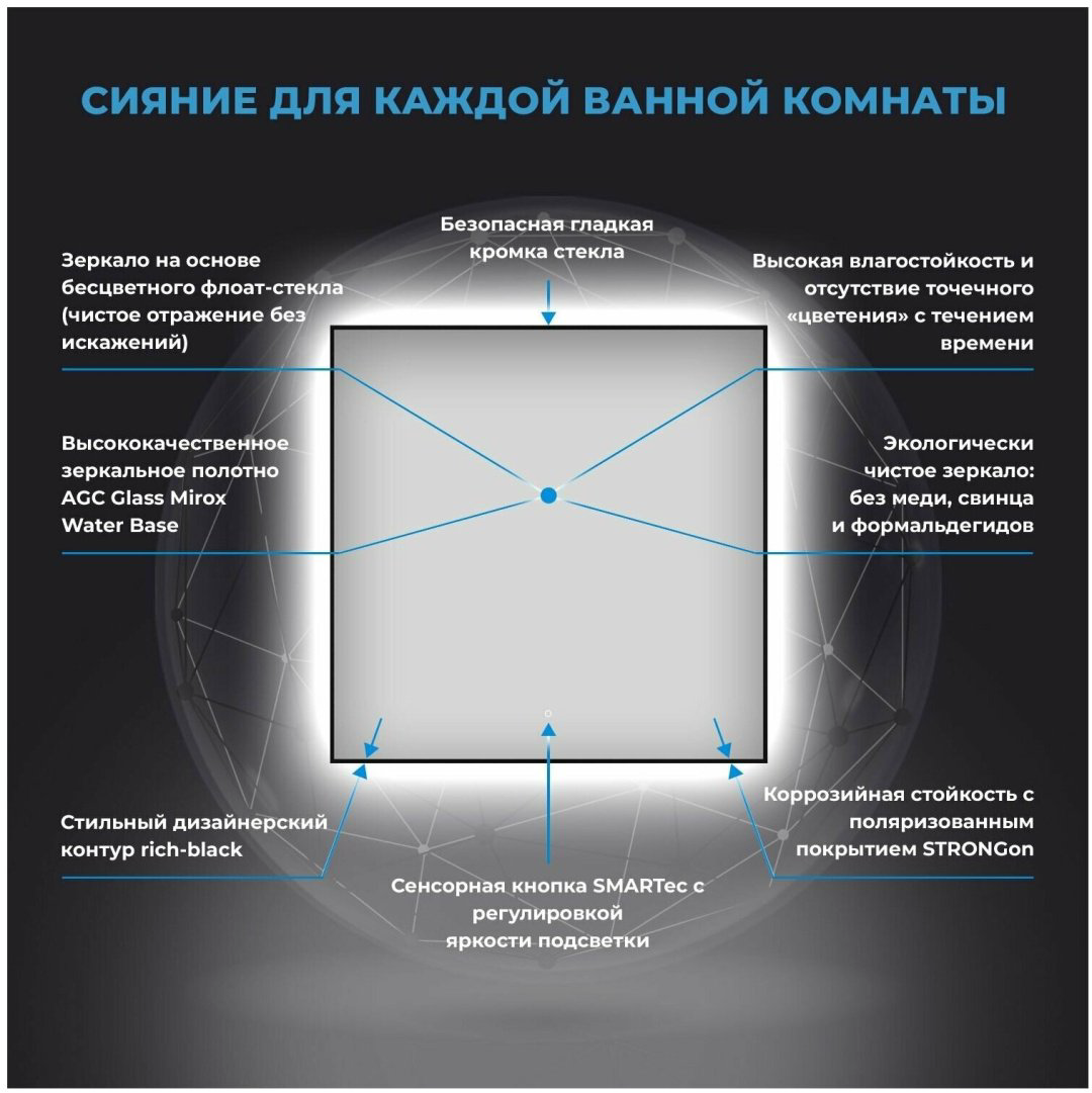Зеркало настенное Wellsee 7 Rays' Spectrum 172200410 60x60см купить,NaN