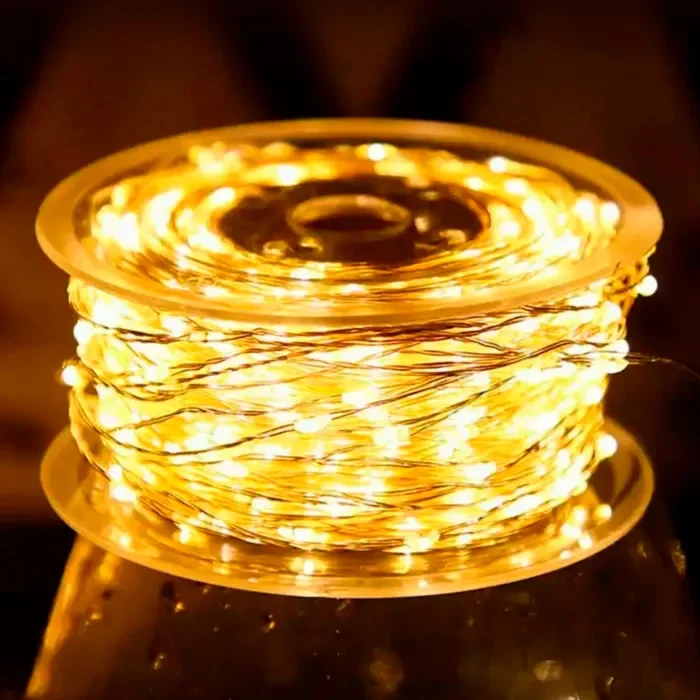 MAGIC TIME: Новогодняя электрогирлянда Нить на 500 LED ламп, размер 5000 cм, теплый белый, 8 режимов.