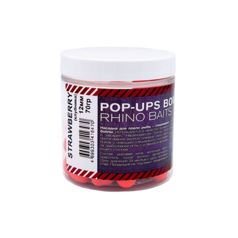Бойлы Baits Rhinos Pop-up Strtawberry 12 mm 70г купить,NaN