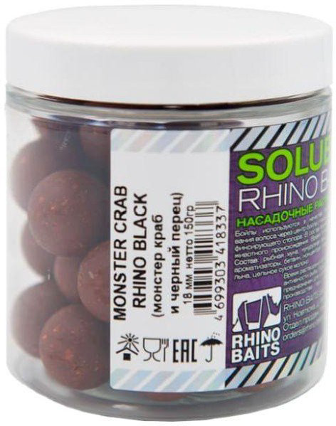 Бойлы Baits Rhino Monster Rhino Black 18мм 0,15 кг купить,NaN