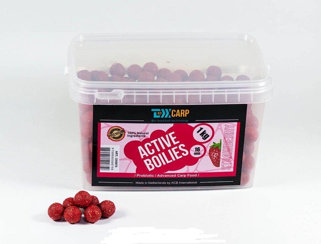 Бойлы TEXX Carp Active Boilies Strawberry 16mm 1kg  купить,NaN
