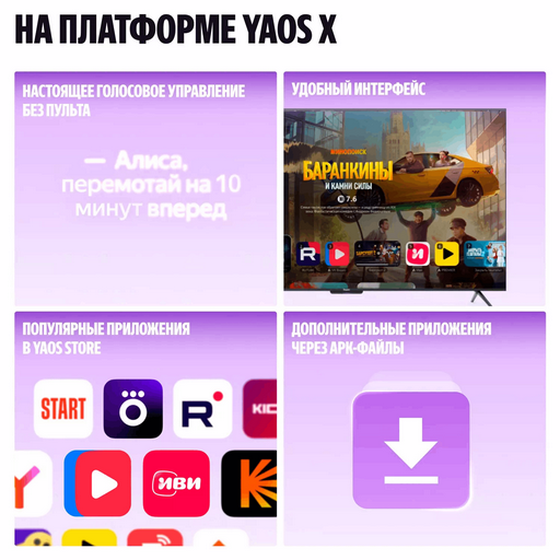 Телевизор 50" (127 см) Яндекс YNDX-00075 LED 4K UHD Black