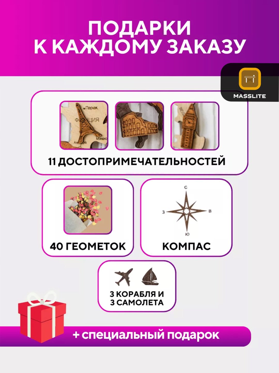 MassLite модульная картина Карта мира 200x120 см купить,NaN