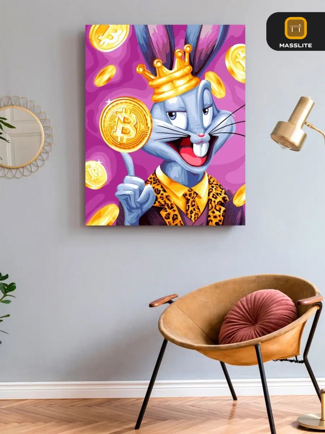 Картина MassLite Багз Банни и Биткойн холст на подрамнике 50x40 см купить,NaN