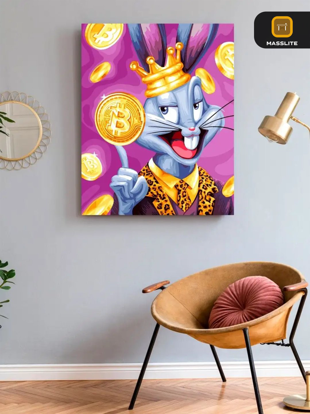Картина MassLite Багз Банни и Биткойн холст на подрамнике 50x40 см купить,NaN