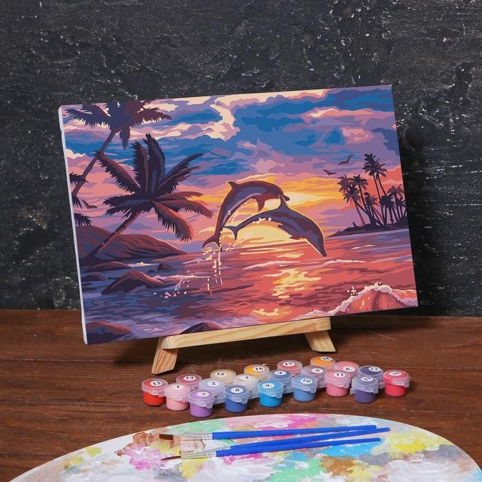 Картина Школа талантов Игра дельфинов 30 см x 20 см