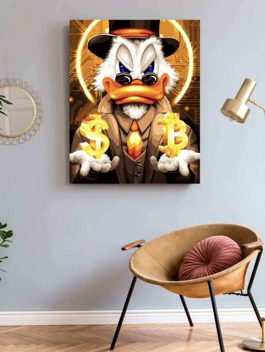 Картина MassLite Скрудж МакДак с биткоином и долларом холст на подрамнике 40x50 см купить,NaN