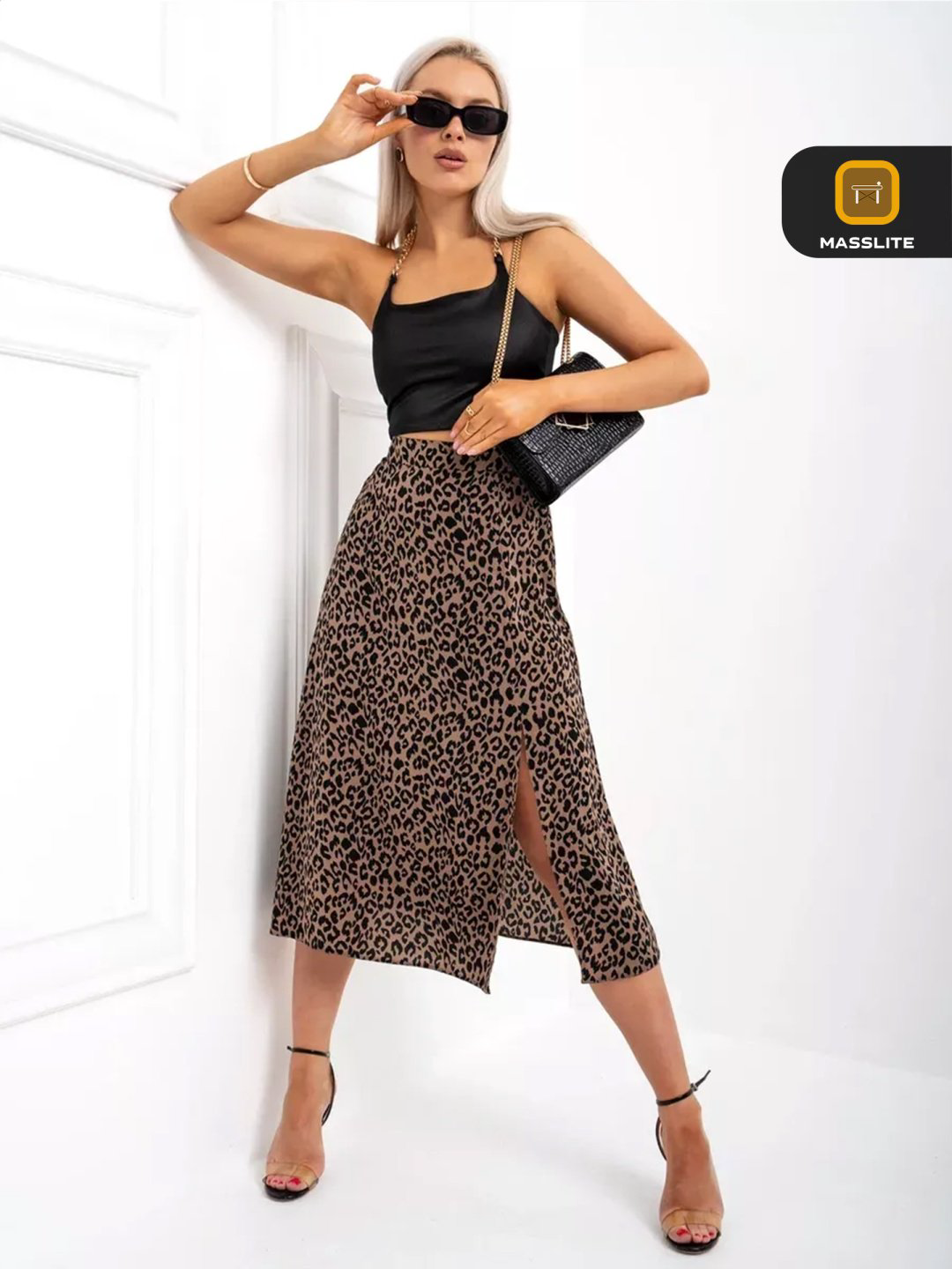Юбка трапеция MassLite коричневый купить,NaN