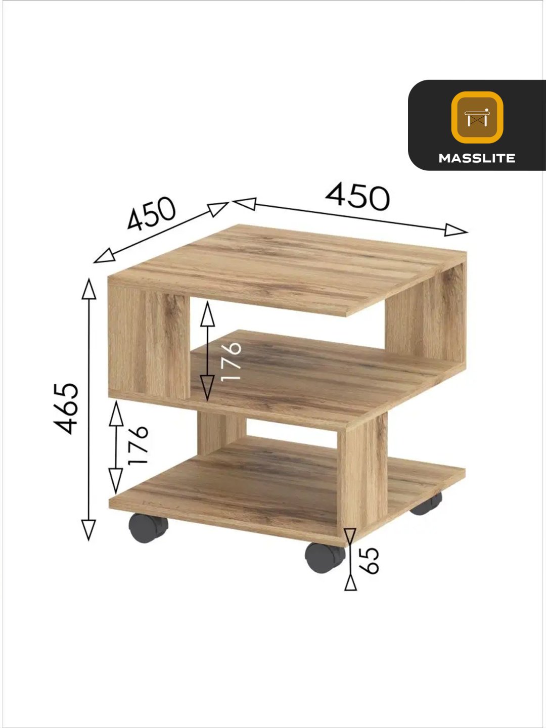 Журнальный столик MassLite DD-000814, 45x45x46.5 см, коричневый купить,NaN