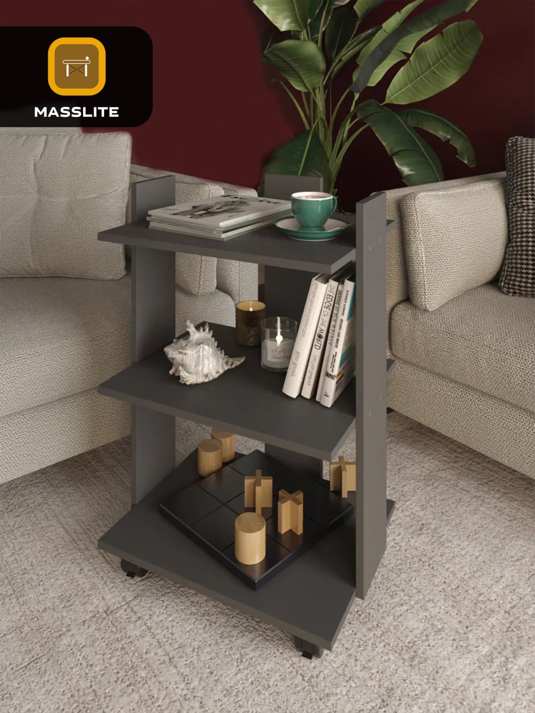 Журнальный столик MassLite DD-000784, 40.6x51.2x80 см, графит купить,NaN